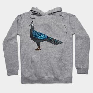 Palawan peacock pheasant bird cartoon illustration Hoodie